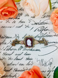 Antique Victorian Era Carnelian & Gold Filled Carved T-Bar Brooch