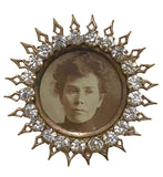 Antique Victorian Era Photo Rhinestone Starburst Brooch